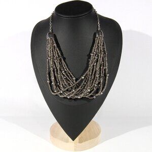 Woman's Grey Multi-Strand Beaded Necklace